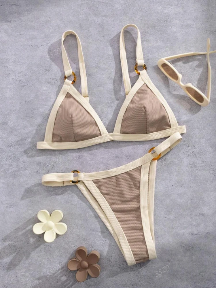 Splicing Ribbed High Cut Rings Bikini Women Swimsuit Female Swimwear Two-pieces Bikini Set Bather Bathing Suit Swim Beachwear
Splicing Ribbed High Cut Rings Bikini Women Swimsuit Female Swimwear Two-pieces Bikini Set Bather Bathing Suit Swim Beachwear