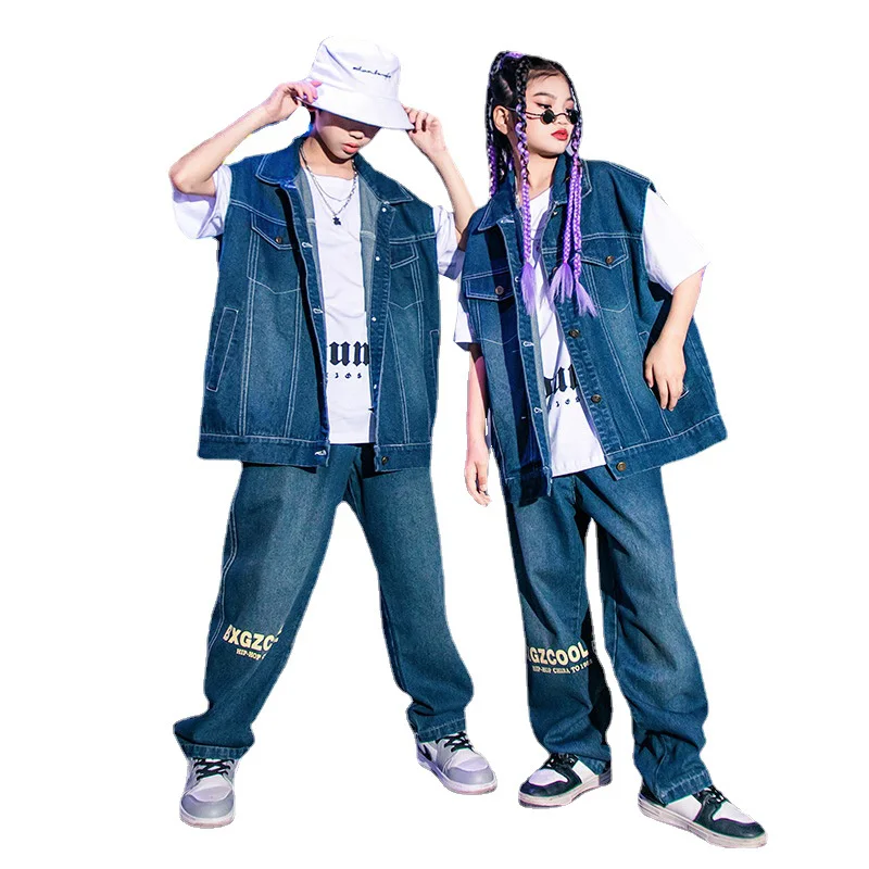Children Denim Vest Coat Pant Sets Boys Girls Streetwear Fashion Hip Hop Loose Vest Jacket Jeans Trousers Stage Dance Clothes
Children Denim Vest Coat Pant Sets Boys Girls Streetwear Fashion Hip Hop Loose Vest Jacket Jeans Trousers Stage Dance Clothes