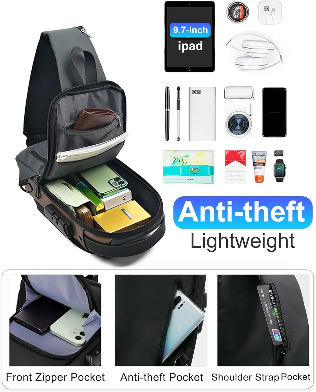 Мужская сумка через плечо, универсальный рюкзак с USB-портом, легкая повседневная сумка на плечо, нагрудная сумка, рюкзак для пеших прогулок, путешествий
Мужская сумка через плечо, универсальный рюкзак с USB-портом, легкая повседневная сумка на плечо, нагрудная сумка, рюкзак для пеших прогулок, путешествий