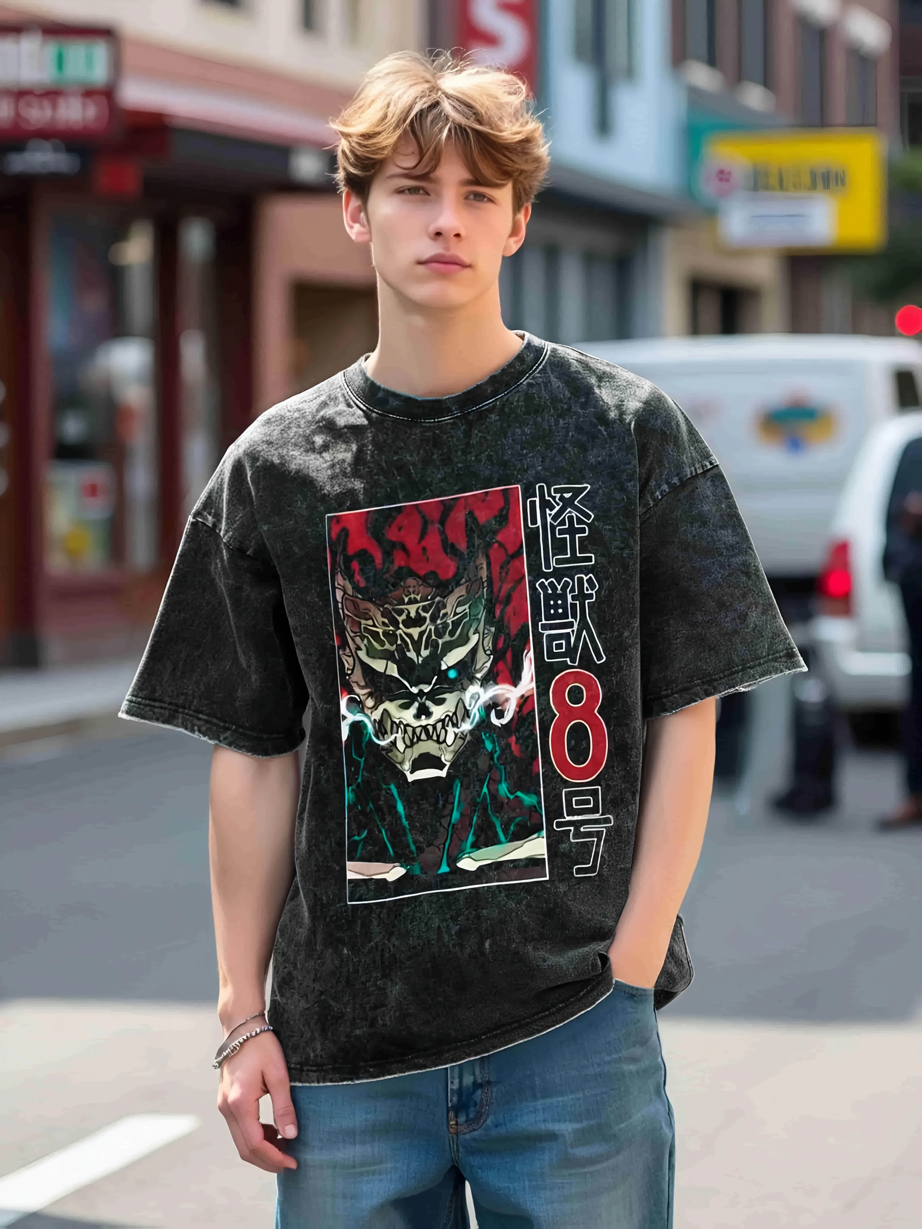 Anime Monster No. 8 Retro Loose Summer Printed Letter Washed Fried Flower Short-sleeved T-shirt Men's Casual Crew Neck Top
Anime Monster No. 8 Retro Loose Summer Printed Letter Washed Fried Flower Short-sleeved T-shirt Men's Casual Crew Neck Top