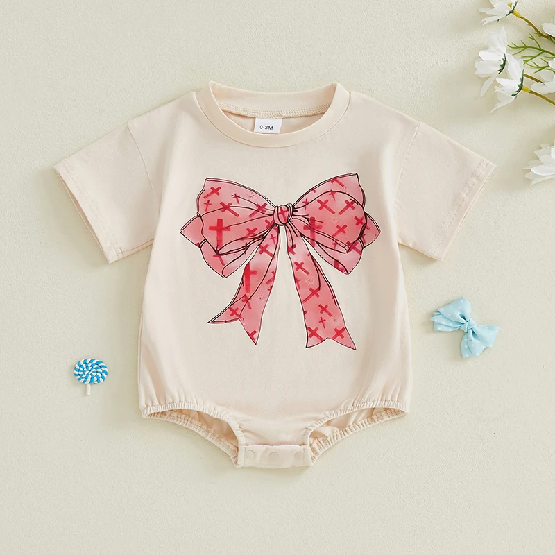 0-18 Months Baby Girl Romper Short Sleeve Round Neck Cross Bow Printed Bodysuit Newborn Playsuit
0-18 Months Baby Girl Romper Short Sleeve Round Neck Cross Bow Printed Bodysuit Newborn Playsuit