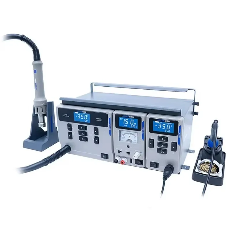 ATTEN MS-300 1000W 3-in-1 Repair System Electric Iron Soldering Iron Station Hot Air Gun Regulated Power Supply BGA SMD PCB IC
ATTEN MS-300 1000W 3-in-1 Repair System Electric Iron Soldering Iron Station Hot Air Gun Regulated Power Supply BGA SMD PCB IC