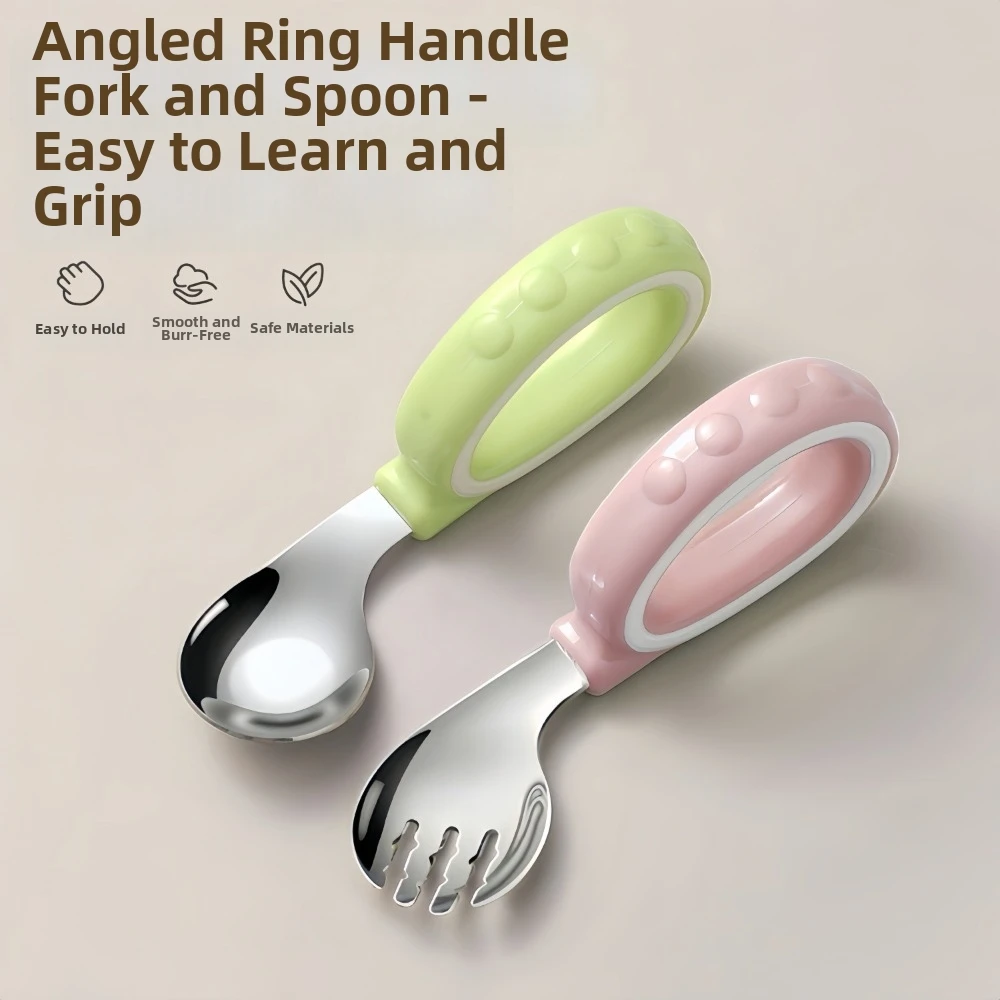 316L Stainless Steel Baby Spoon Fork Set Easy Grip Smooth Polished Toddler Utensil Set Ring Handle Design Curved Design
316L Stainless Steel Baby Spoon Fork Set Easy Grip Smooth Polished Toddler Utensil Set Ring Handle Design Curved Design