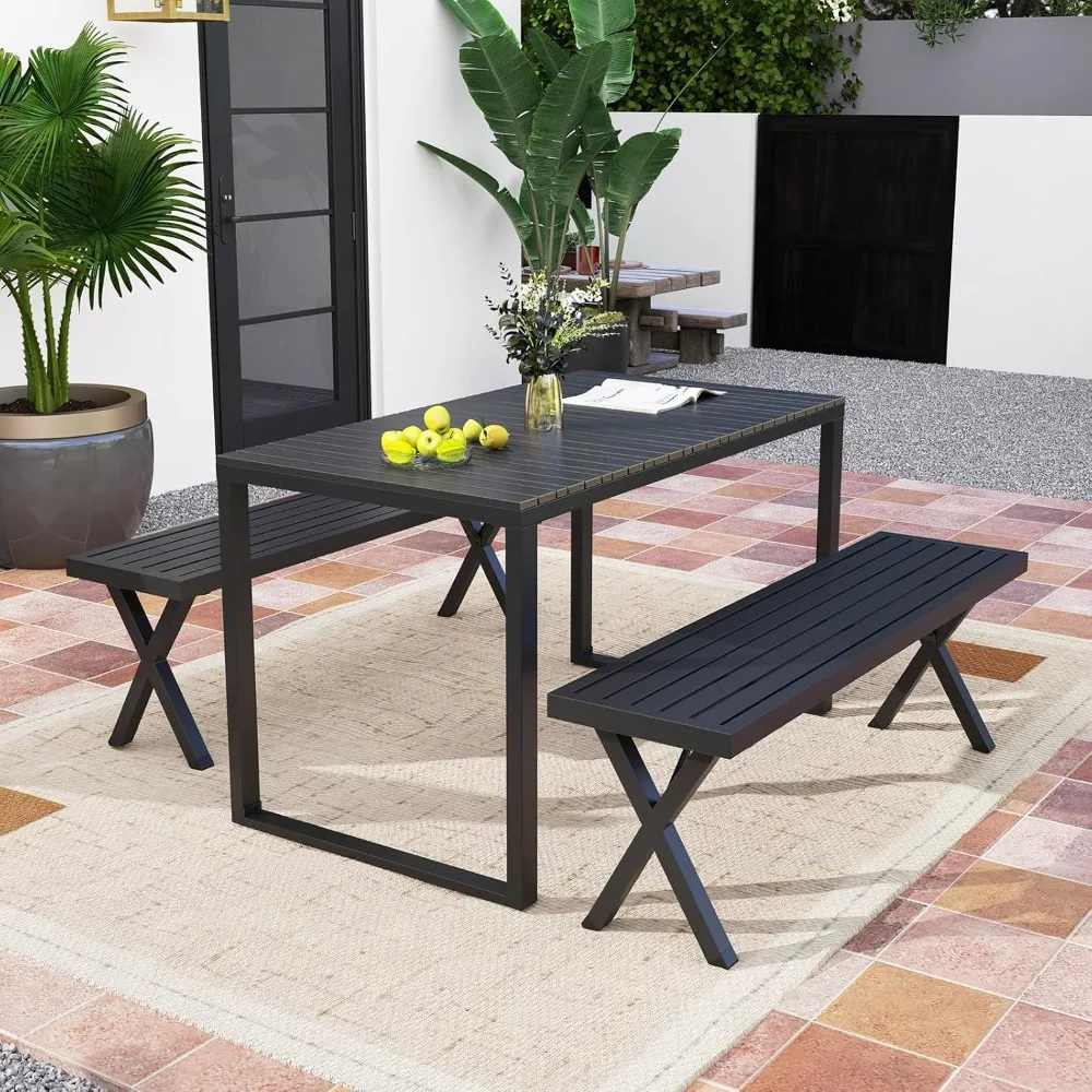 Outdoor Bench, 54" Metal Garden Bench with Slatted Seat, X-Shaped Legs, Heavy-Duty Patio Backless Loveseat, Load 800 LBS
Outdoor Bench, 54" Metal Garden Bench with Slatted Seat, X-Shaped Legs, Heavy-Duty Patio Backless Loveseat, Load 800 LBS