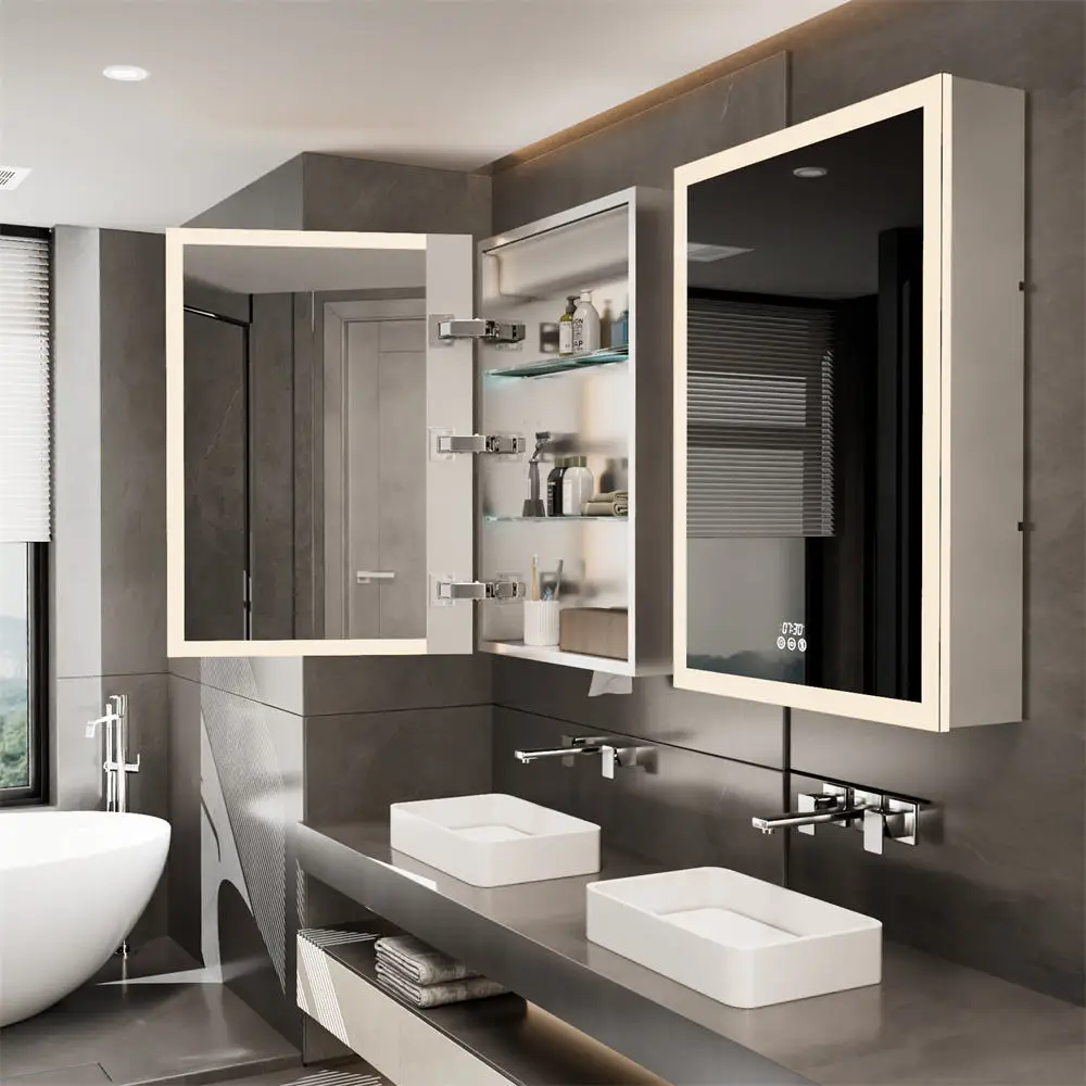 Bathroom Rectangle Cabinet Smart LED Illuminated IP44 Waterproof Full Edge Time Display Salon Villa Anti Fog Dimmable Wall
Bathroom Rectangle Cabinet Smart LED Illuminated IP44 Waterproof Full Edge Time Display Salon Villa Anti Fog Dimmable Wall