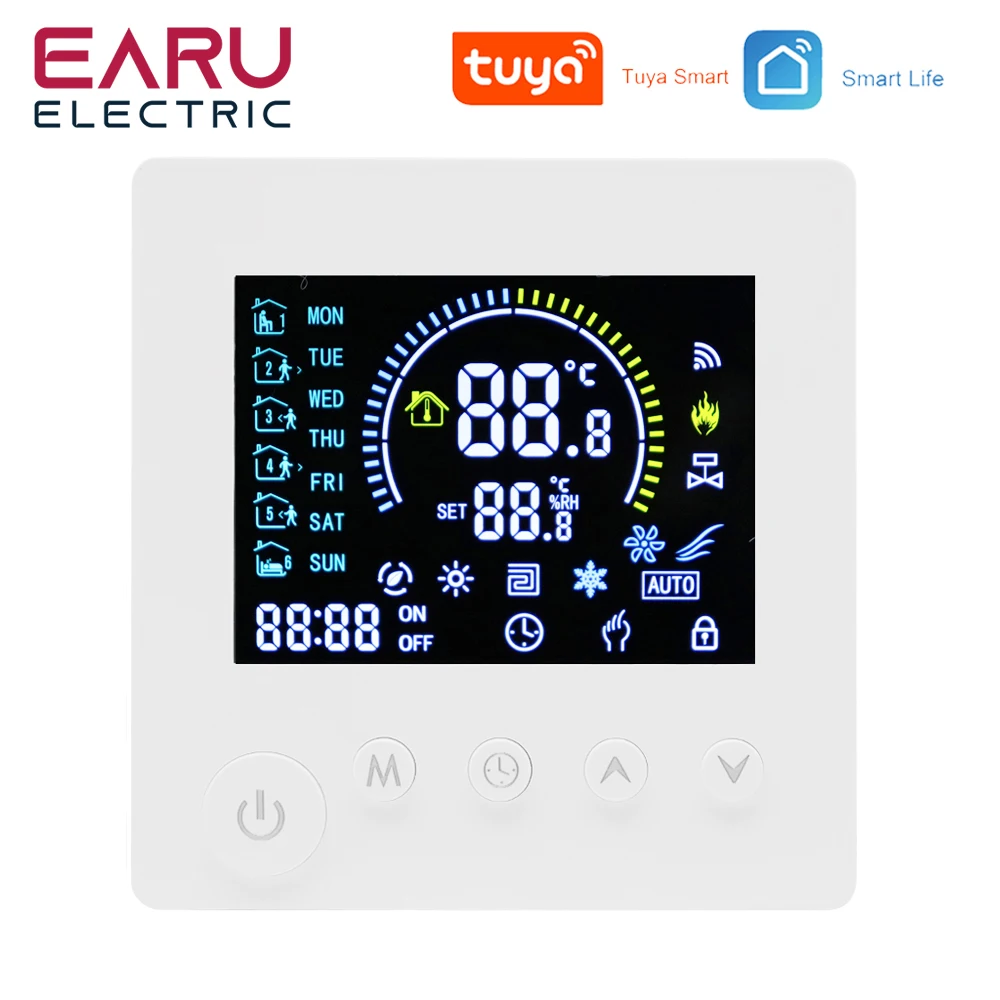 TUYA WiFi Thermostat Temperature Controller Water Electric Floor Heating TRV AC90V-240V 3A 16A Digital LCD Display Wall Mounted
TUYA WiFi Thermostat Temperature Controller Water Electric Floor Heating TRV AC90V-240V 3A 16A Digital LCD Display Wall Mounted