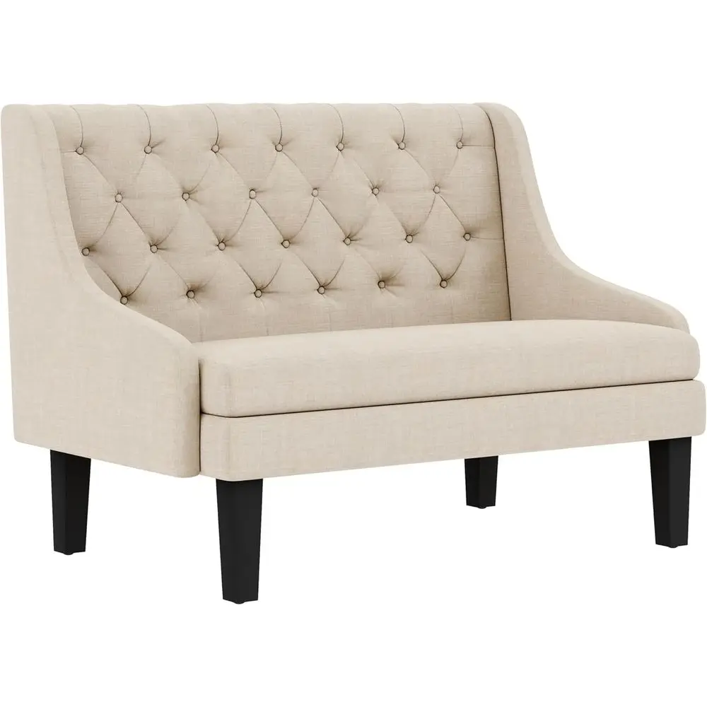 Cream Upholstered Small Loveseat with Button Tufted Back for Living Room, Dining Area, or Entryway
Cream Upholstered Small Loveseat with Button Tufted Back for Living Room, Dining Area, or Entryway