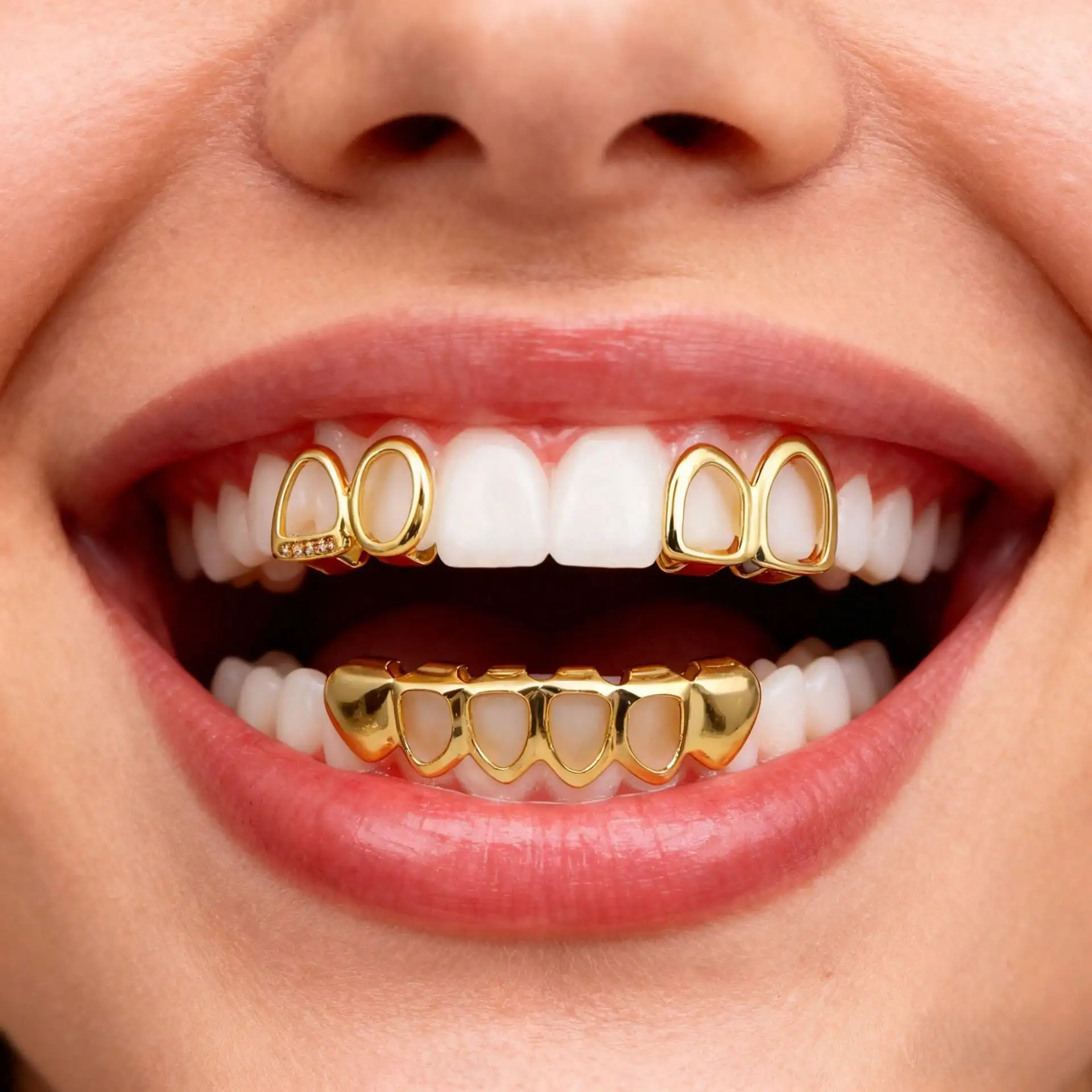 1Set Gold Plated Teeth Grills Men Women Hollow Heart Hip-hop Mouth Grills Top Bottom Teeth Jewelry Party Streetwear
1Set Gold Plated Teeth Grills Men Women Hollow Heart Hip-hop Mouth Grills Top Bottom Teeth Jewelry Party Streetwear