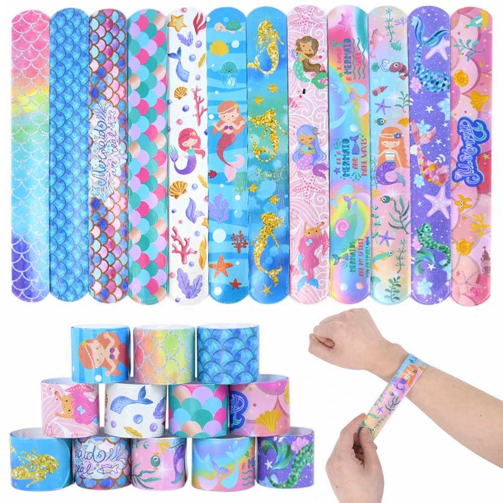 12Pcs Mermaid Slap Bracelets Mermaid Theme Wristband Gifts Kids Favor Toys Girls Happy Birthday Party Decor Baby Shower Supplies
12Pcs Mermaid Slap Bracelets Mermaid Theme Wristband Gifts Kids Favor Toys Girls Happy Birthday Party Decor Baby Shower Supplies