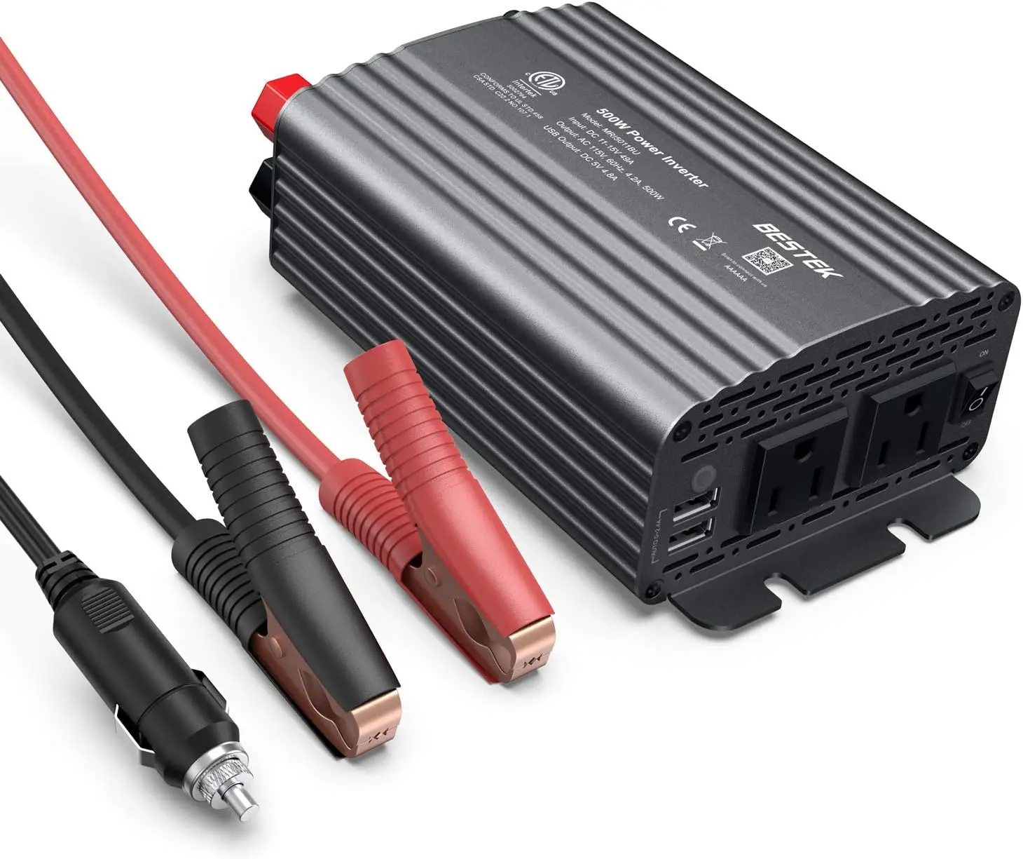 500W Power Inverter DC 12V to 110V AC Converter with 4.8A Dual USB Car Charger ETL Listed (Grey)
500W Power Inverter DC 12V to 110V AC Converter with 4.8A Dual USB Car Charger ETL Listed (Grey)