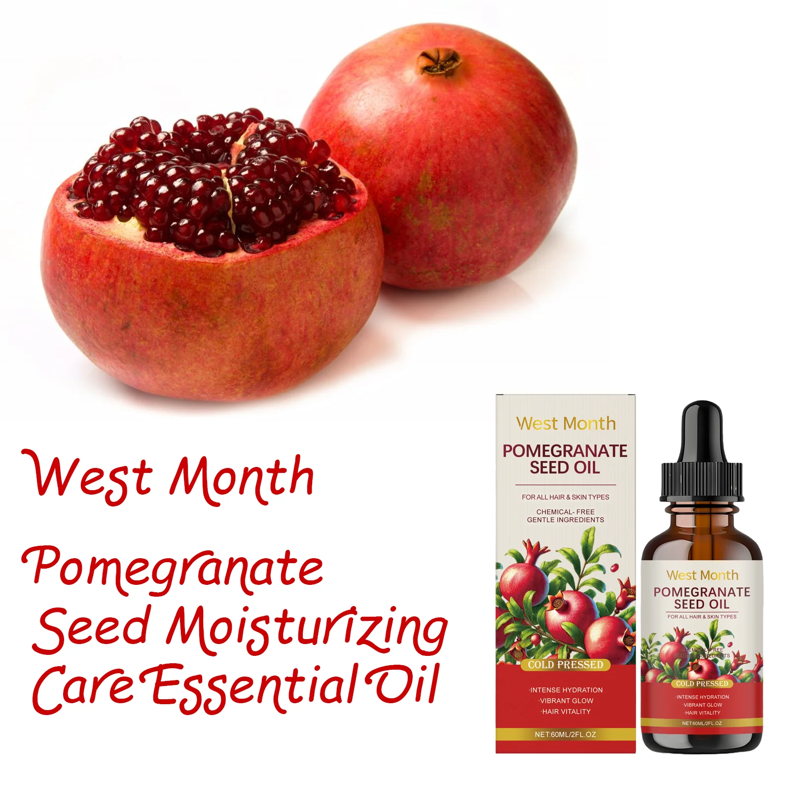 West Month 60ml Pomegranate Seed Moisturizing Essential Oil Gentle Hydrating Body Skin Care for Overall Nourishment
West Month 60ml Pomegranate Seed Moisturizing Essential Oil Gentle Hydrating Body Skin Care for Overall Nourishment