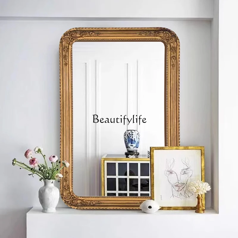 European luxury bathroom mirror American old decorative French retro square bathroom mirror
European luxury bathroom mirror American old decorative French retro square bathroom mirror