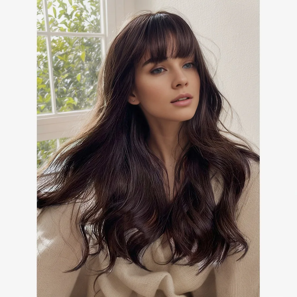 European and American long curly wig brown long wavy wig daily wear chemical fiber headgear Wig
European and American long curly wig brown long wavy wig daily wear chemical fiber headgear Wig