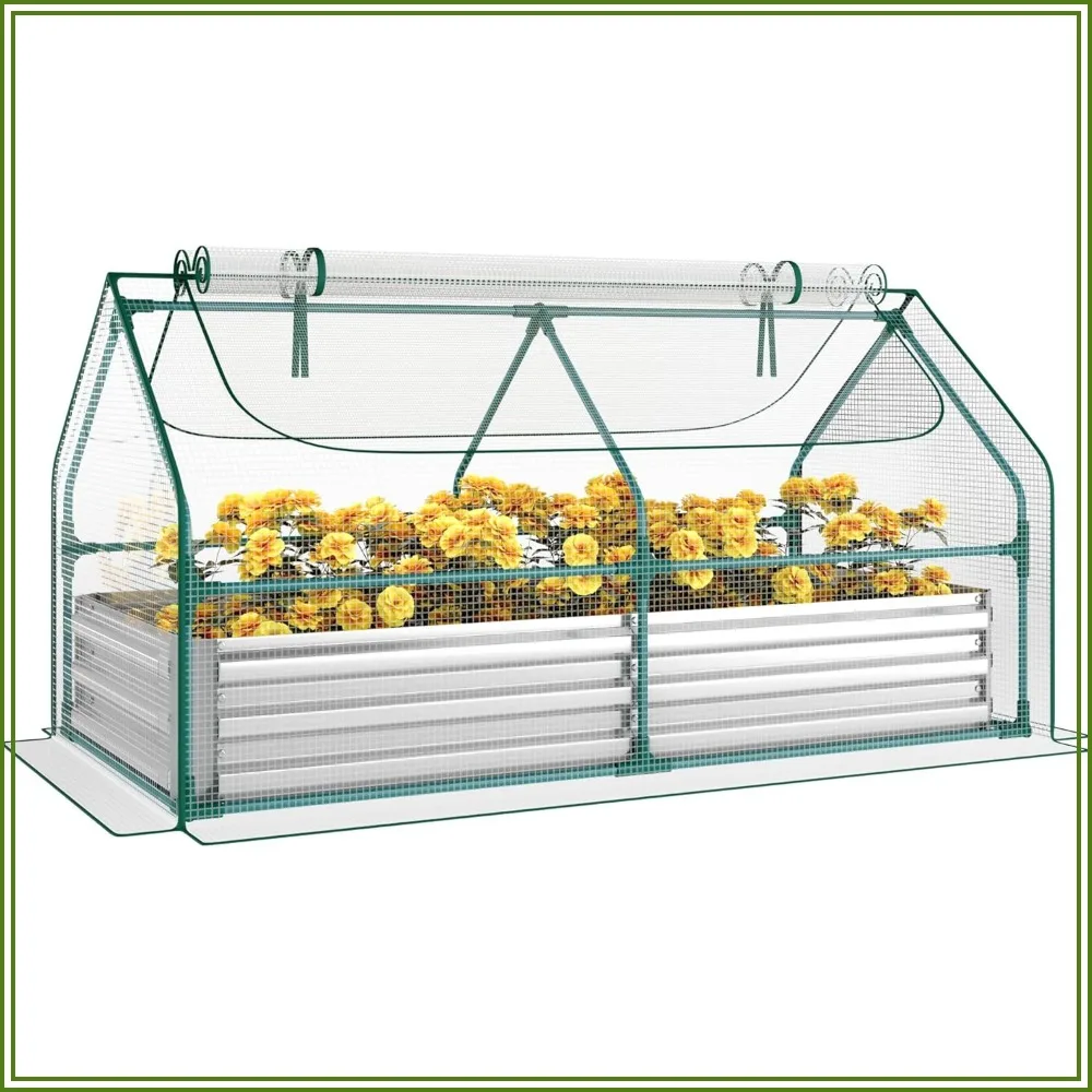 Raised Garden Bed with PE Cover, 6x3x1 FT Galvanized Planter Box, Greenhouse Cover, 2 Zippered Screen Windows, Includes Labels & Gloves
Raised Garden Bed with PE Cover, 6x3x1 FT Galvanized Planter Box, Greenhouse Cover, 2 Zippered Screen Windows, Includes Labels & Gloves