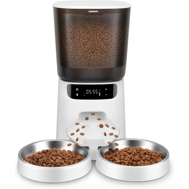 Автоматические кормушки для кошек для двух кошек, 5 л/20 чашек, двойной автоматический дозатор корма для кошек с 2 мисками из нержавеющей стали, настройкой таймера
Автоматические кормушки для кошек для двух кошек, 5 л/20 чашек, двойной автоматический дозатор корма для кошек с 2 мисками из нержавеющей стали, настройкой таймера