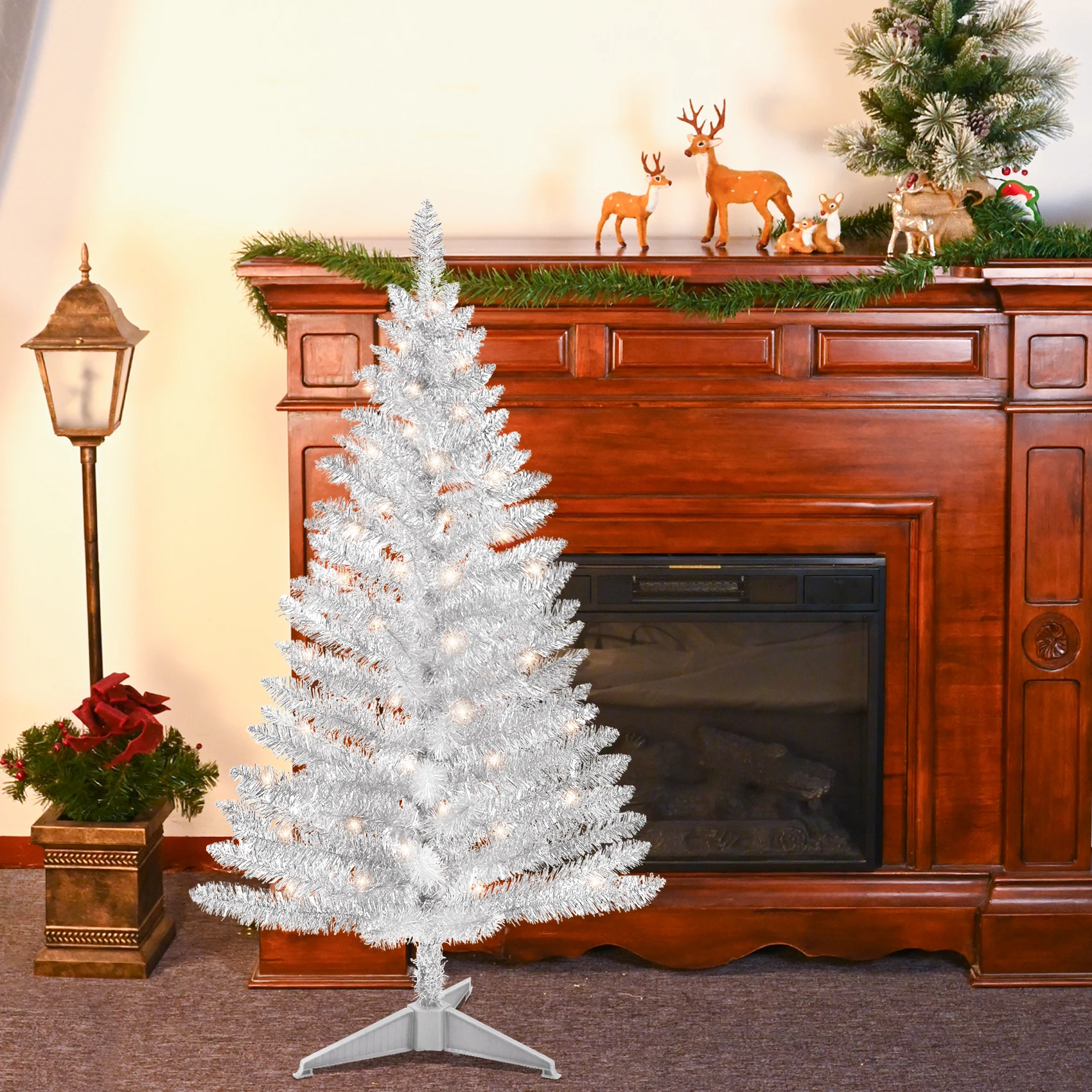 Makeatree 4ft Silver Artificial Christmas Tree with Lights Small Xmas Tree for Home Holiday Decor
Makeatree 4ft Silver Artificial Christmas Tree with Lights Small Xmas Tree for Home Holiday Decor
