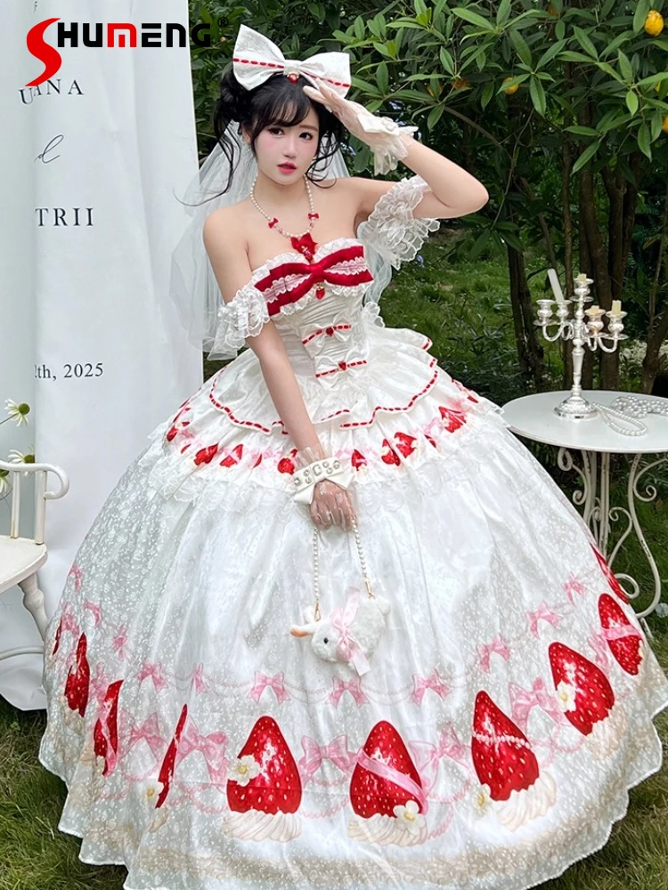 Princess Style Sweet Elegant Maxi Evening Dresses Girls Womens Strawberry Print High Waist Slim Tube Top Skirt Set Wedding Dress
Princess Style Sweet Elegant Maxi Evening Dresses Girls Womens Strawberry Print High Waist Slim Tube Top Skirt Set Wedding Dress