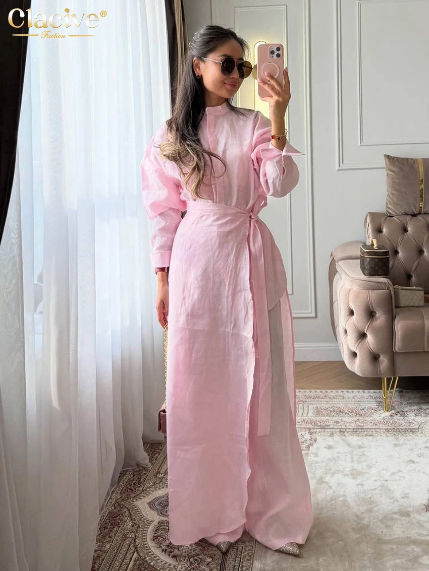 Clacive Fashion Loose Pink Cotton 3 Piece Set Women 2026 Elegant Long Sleeve Blouses + Skirt With High Waist Wide Pants Set Fema
Clacive Fashion Loose Pink Cotton 3 Piece Set Women 2026 Elegant Long Sleeve Blouses + Skirt With High Waist Wide Pants Set Fema