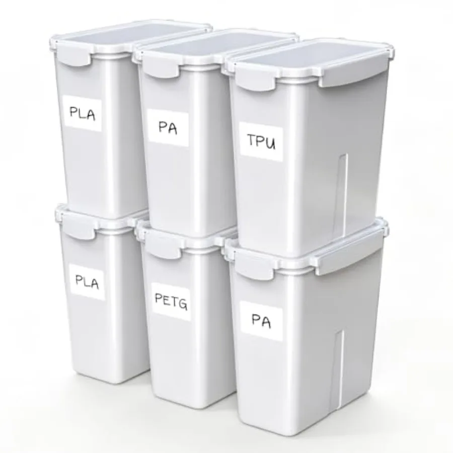 Filament Storage Box - 6 Pack 3D Printing Filament Container with Thick Silicone Seal, Dust-Proof Reusable Organizer with Writa
Filament Storage Box - 6 Pack 3D Printing Filament Container with Thick Silicone Seal, Dust-Proof Reusable Organizer with Writa