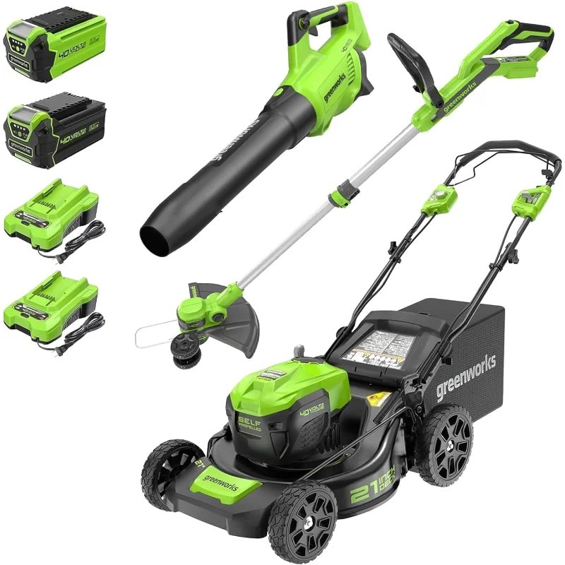 Самоходная газонокосилка Greenworks, 40 В, 21 дюйм, осевая воздуходувка для листьев (500 куб. футов в минуту / 120 миль в час), 13-дюймовый триммер с 2 батареями (5 Ач + 2 Ач)
Самоходная газонокосилка Greenworks, 40 В, 21 дюйм, осевая воздуходувка для листьев (500 куб. футов в минуту / 120 миль в час), 13-дюймовый триммер с 2 батареями (5 Ач + 2 Ач)