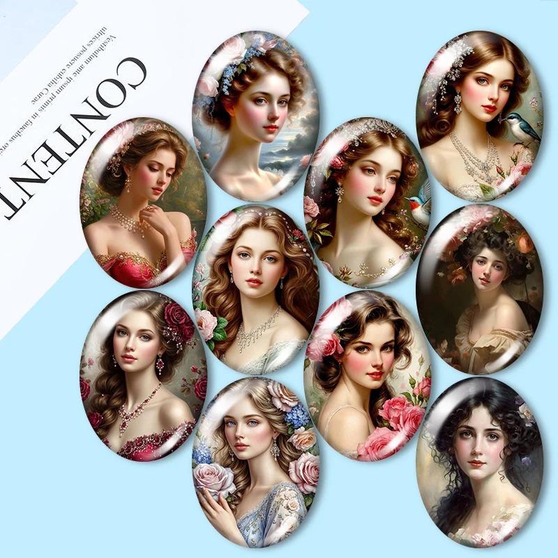 Vintage Elegant Lady 10pcs mixed 13x18mm/18x25mm/30x40mm Oval photo glass cabochon demo flat back Making findings
Vintage Elegant Lady 10pcs mixed 13x18mm/18x25mm/30x40mm Oval photo glass cabochon demo flat back Making findings