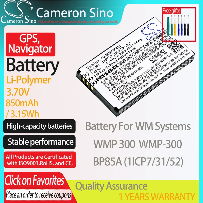 CameronSino Батарея для WM системы WMP 300 WMP-300 подходит WM системы BP85A (1ICP7/31/52) GPS, аккумулятор для навигатора Батарея 850 мАч/3.15Wh 3,70 V
CameronSino Батарея для WM системы WMP 300 WMP-300 подходит WM системы BP85A (1ICP7/31/52) GPS, аккумулятор для навигатора Батарея 850 мАч/3.15Wh 3,70 V