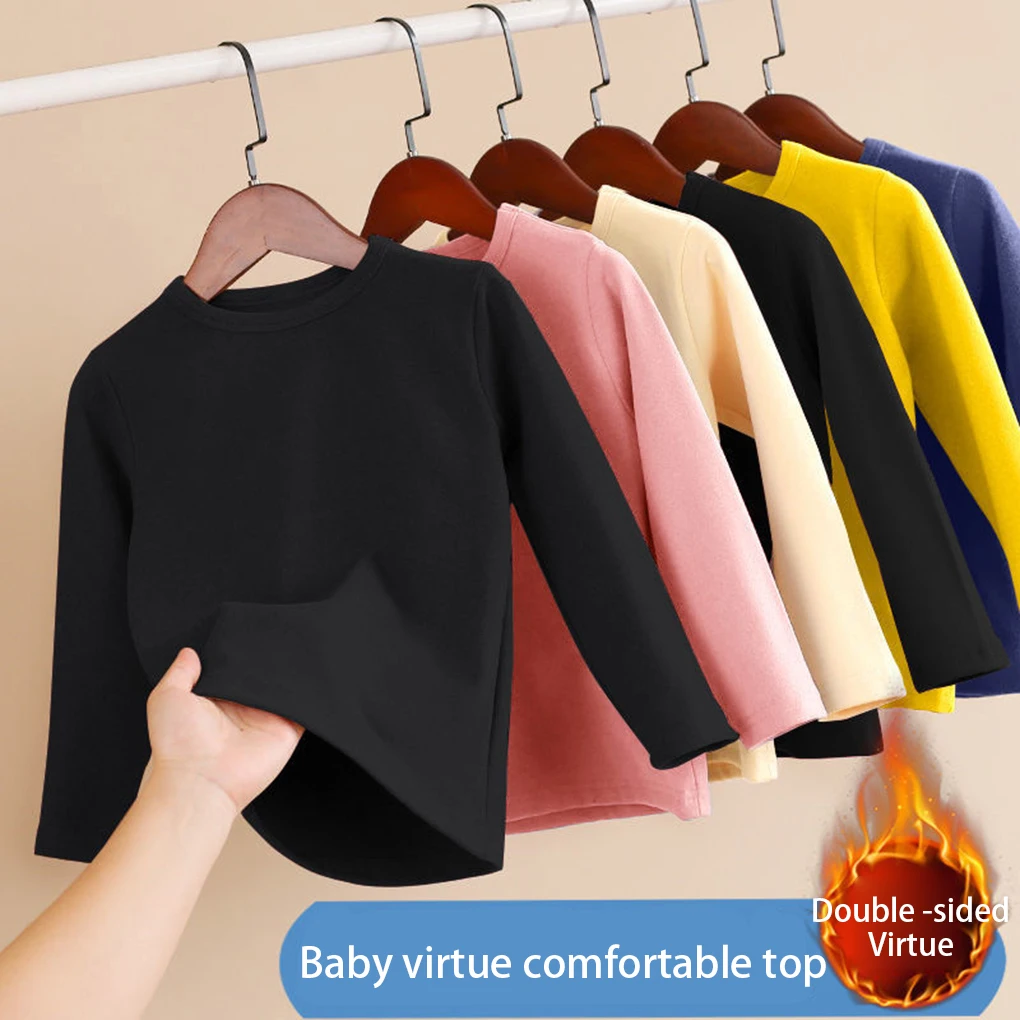 Thermal Underwear Boys Girls Thick Top Sleepwear Solid Color T-shirts Long Sleeve Nightwear Home Clothes Children Pink
Thermal Underwear Boys Girls Thick Top Sleepwear Solid Color T-shirts Long Sleeve Nightwear Home Clothes Children Pink