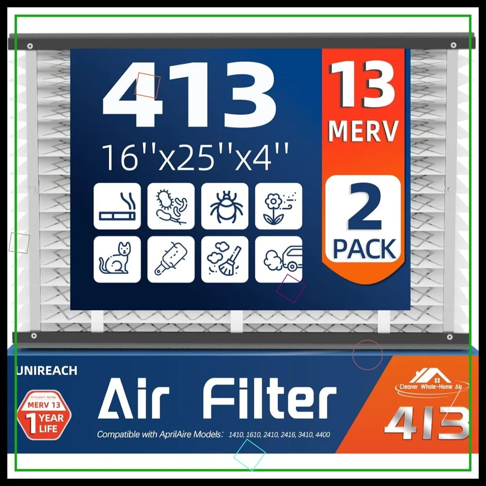 2 Pack MERV 13 Replacement Air Filter, 16x25x4 Nominal, Actual 16x28x4, for HVAC Furnace
2 Pack MERV 13 Replacement Air Filter, 16x25x4 Nominal, Actual 16x28x4, for HVAC Furnace