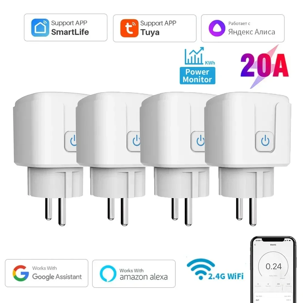 Tuya WiFi Smart Plug 20A EU Smart Socket With Power Monitoring Timing Function Voice Control Works With Alexa Google Home Alice
Tuya WiFi Smart Plug 20A EU Smart Socket With Power Monitoring Timing Function Voice Control Works With Alexa Google Home Alice