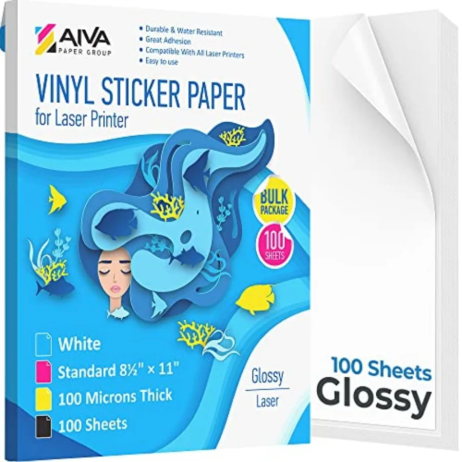 Printable Vinyl Sticker Paper for Laser Printer - White - Self-Adhesive - Waterproof Decal Paper - Standard Letter Size 8.5"x11
Printable Vinyl Sticker Paper for Laser Printer - White - Self-Adhesive - Waterproof Decal Paper - Standard Letter Size 8.5"x11