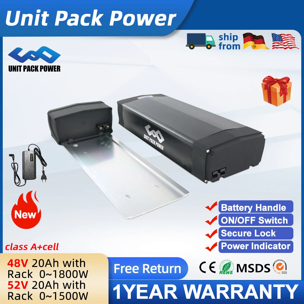 52V 48V 20AH Rear Rack eBike Battery 18650 Cells Lithium Pack with Luggage for 1800W 1500W 1000W 750W 500W Motor For BAFANG 40A
52V 48V 20AH Rear Rack eBike Battery 18650 Cells Lithium Pack with Luggage for 1800W 1500W 1000W 750W 500W Motor For BAFANG 40A