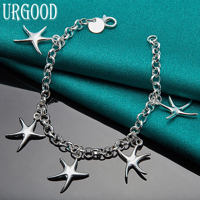 925 Sterling Silver Five Starfish Pendant Bracelet For Women Men Party Engagement Wedding Fashion Jewelry
925 Sterling Silver Five Starfish Pendant Bracelet For Women Men Party Engagement Wedding Fashion Jewelry