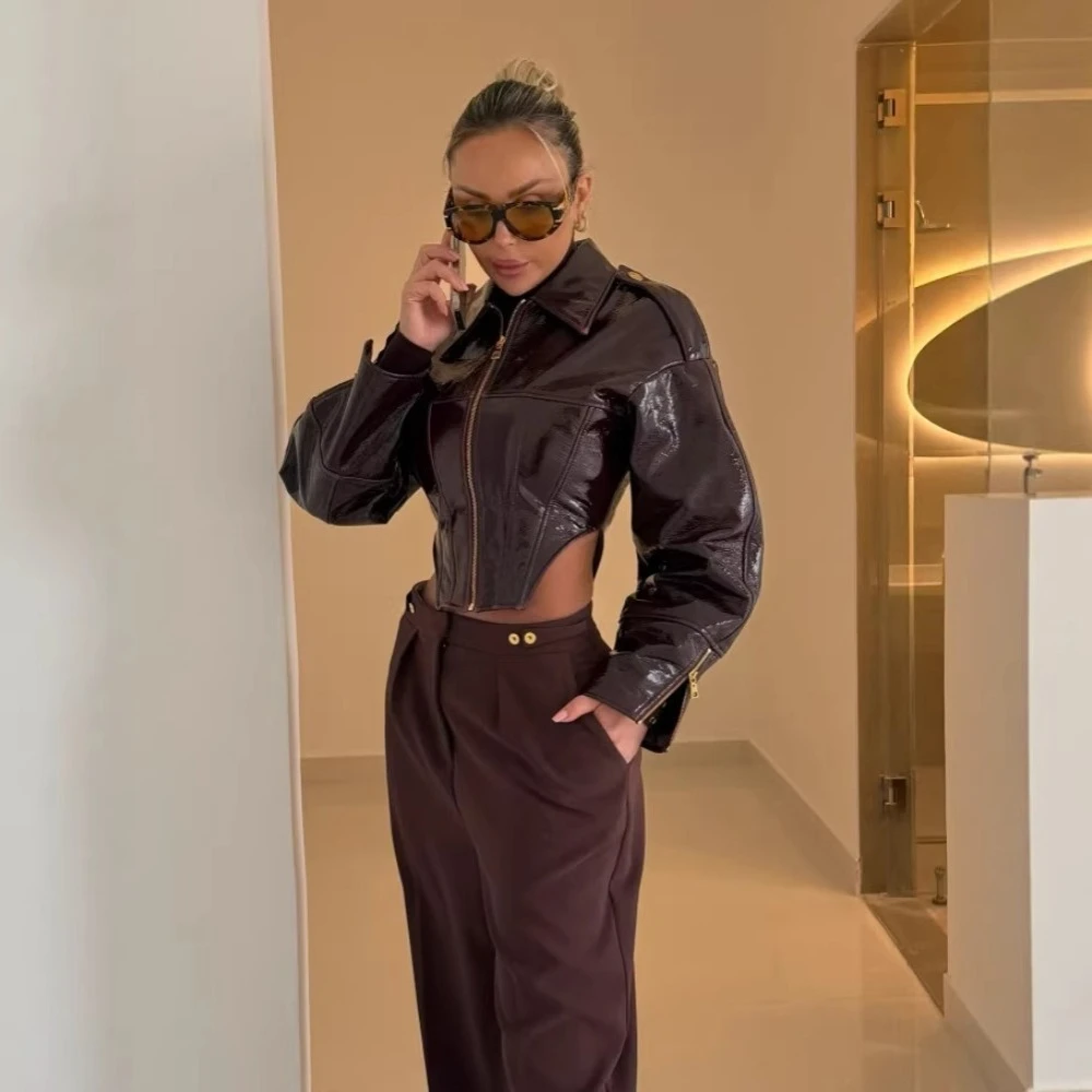 High Street Coat Leather Jacket Women's Fake Leather Jacket Women Zipper Short Coat Retro Coated Cinched-waist New Party Lady
High Street Coat Leather Jacket Women's Fake Leather Jacket Women Zipper Short Coat Retro Coated Cinched-waist New Party Lady