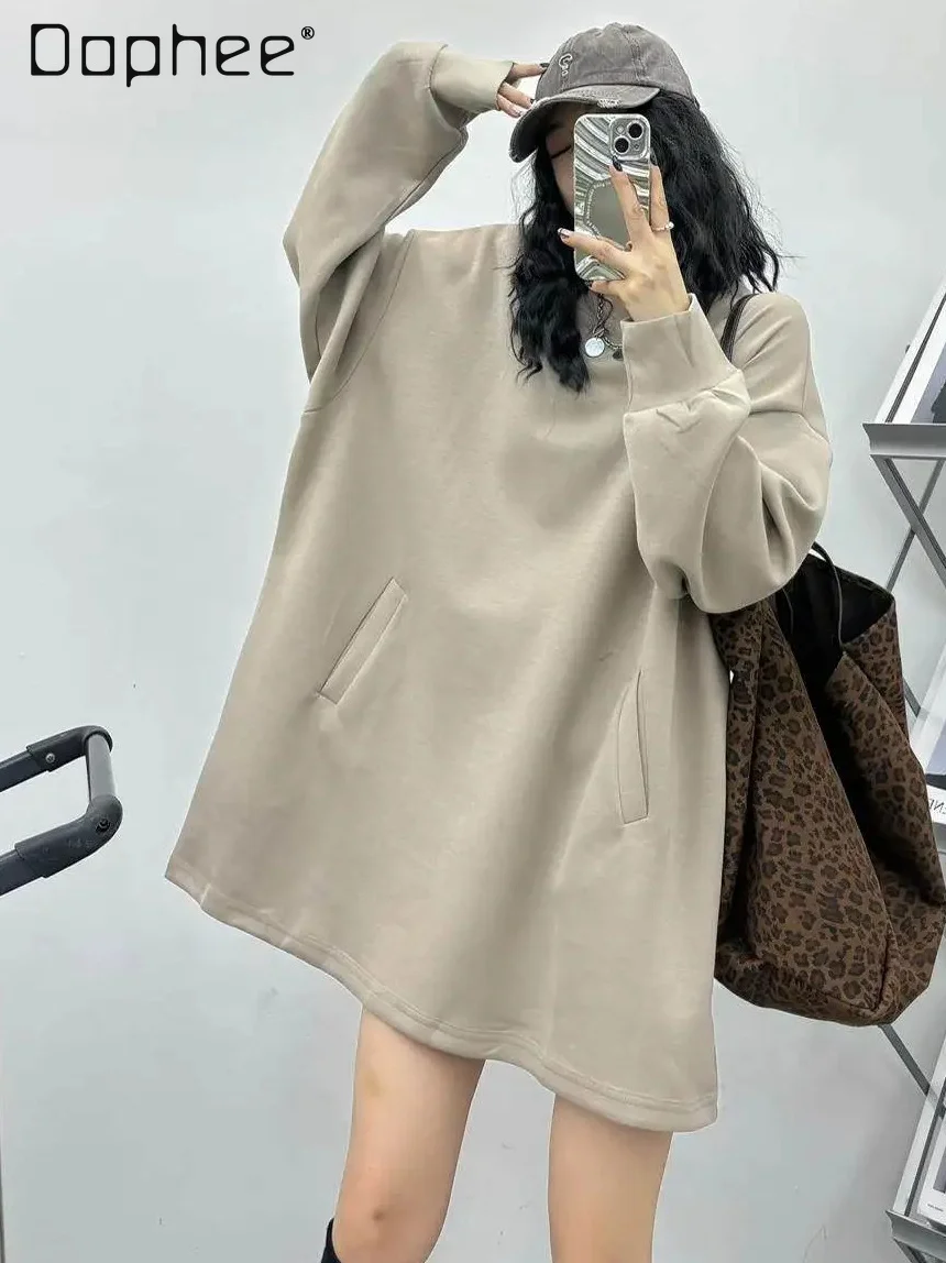 Casual Sweatshirt Dress Women Solid Color Autumn New European Station Fashion Oversize Sweatshirt Mid-length Streetwear Women
Casual Sweatshirt Dress Women Solid Color Autumn New European Station Fashion Oversize Sweatshirt Mid-length Streetwear Women