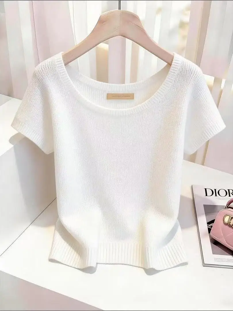 Loose Slimming Short Sleeve round Neck T-Shirt Women's Summer Design Hollow out Top Korean Style Breathable Comfortable Knitted
Loose Slimming Short Sleeve round Neck T-Shirt Women's Summer Design Hollow out Top Korean Style Breathable Comfortable Knitted