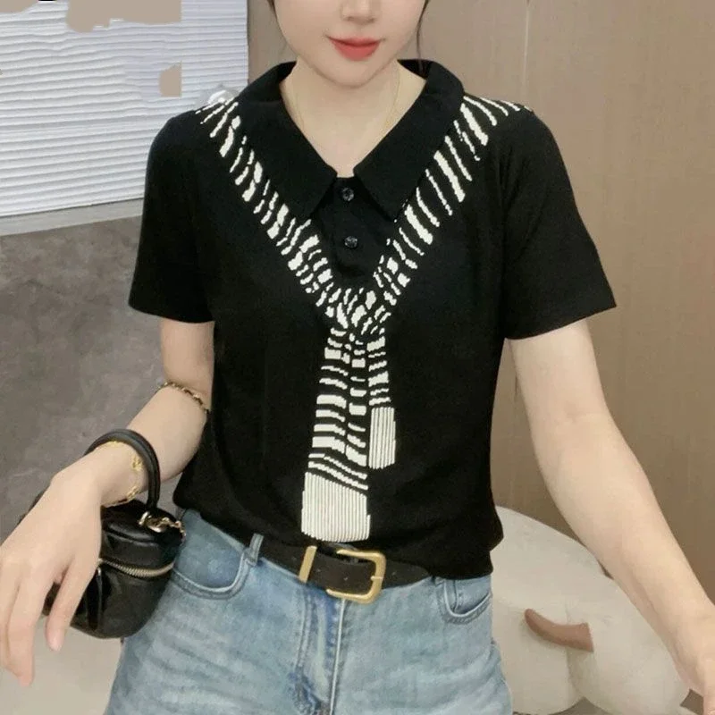 Middle-aged Mothers' New Summer Lapel Polo Shirt for Women's Short-sleeved T-shirt Loose Slim Casual Fashionable Top E8349
Middle-aged Mothers' New Summer Lapel Polo Shirt for Women's Short-sleeved T-shirt Loose Slim Casual Fashionable Top E8349