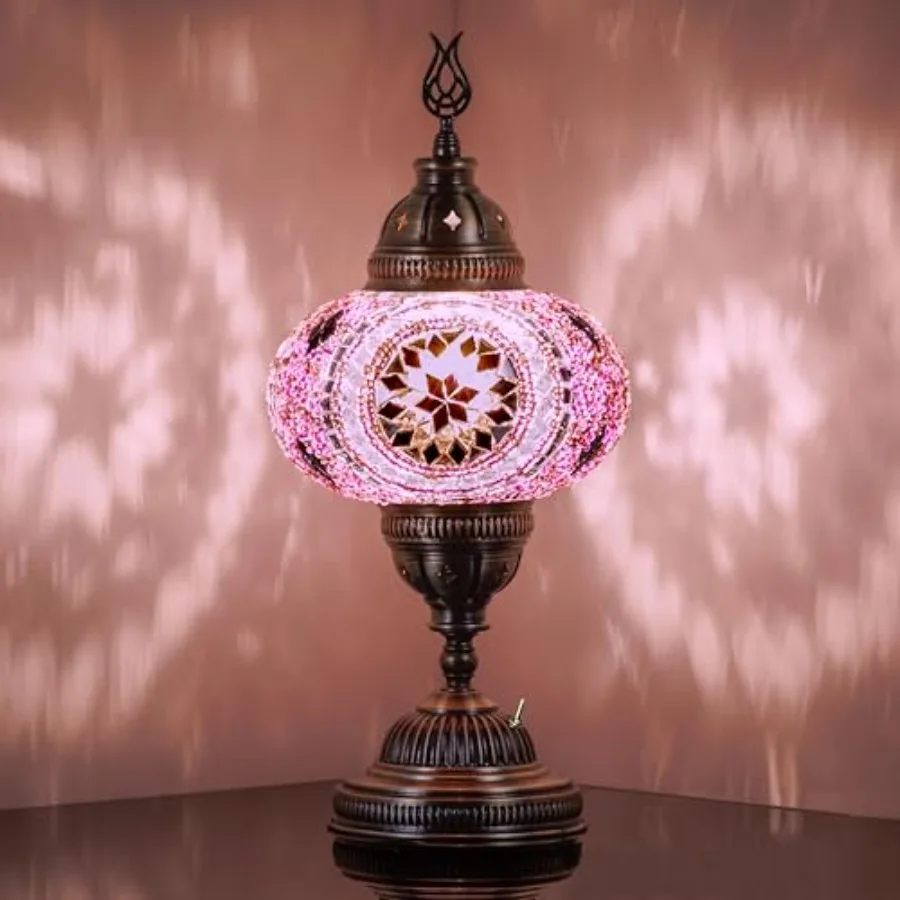 Battery-Operated Turkish Moroccan Mosaic Table Lamp 12"H 5"W Portable Stained Glass Lantern for Indoor and Outdoor Use Cordless
Battery-Operated Turkish Moroccan Mosaic Table Lamp 12"H 5"W Portable Stained Glass Lantern for Indoor and Outdoor Use Cordless