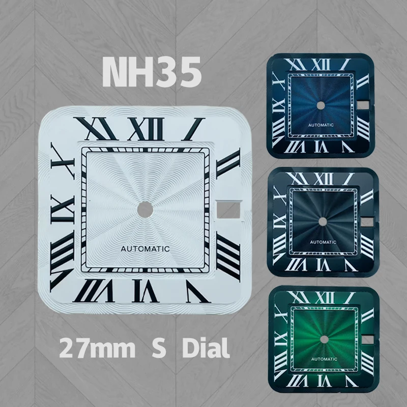 27mm NH35 Dial Single Date Santos Mechanical Watch with S Logo, suitable for NH35/NH36 movements, watch assembly parts 
27mm NH35 Dial Single Date Santos Mechanical Watch with S Logo, suitable for NH35/NH36 movements, watch assembly parts