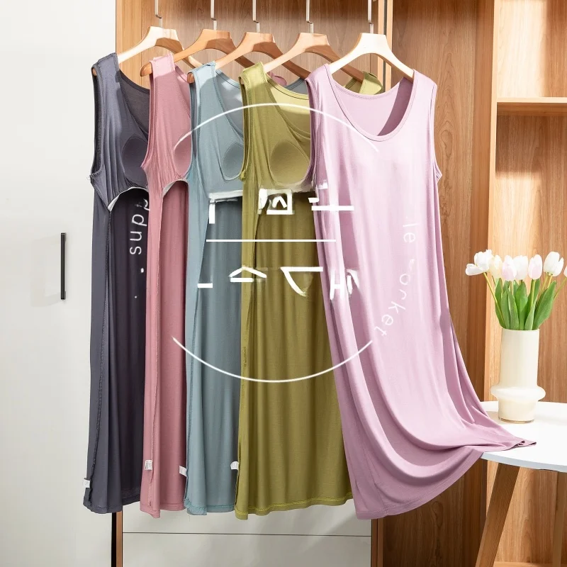 Modal One-Piece Home Clothes Sleep Dress Women Summer Outdoor Wear No Bra Vest Skirt Loose Dress Comfortable Breathable
Modal One-Piece Home Clothes Sleep Dress Women Summer Outdoor Wear No Bra Vest Skirt Loose Dress Comfortable Breathable