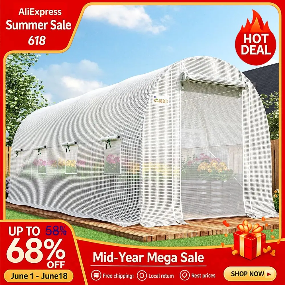 Premium 15x7x7FT Greenhouse for Outdoors, Walkin Galvanized Steel Frame, Screen Mesh Door Window Plastic Cover, Upgraded Custom
Premium 15x7x7FT Greenhouse for Outdoors, Walkin Galvanized Steel Frame, Screen Mesh Door Window Plastic Cover, Upgraded Custom