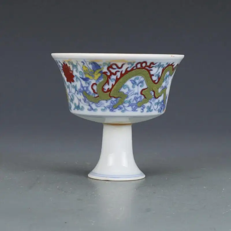 3.3" Chinese Ming Doucai Contrasting Colors Porcelain Animal Dragon Phoenix Cup
3.3" Chinese Ming Doucai Contrasting Colors Porcelain Animal Dragon Phoenix Cup
