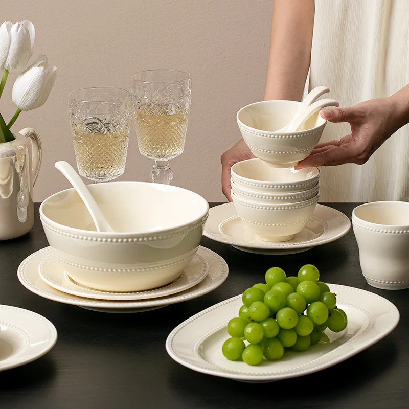 Modern Minimalist Style Ceramic Round Plate Steak Food Plates Fish Plate Spoon Bowls Dinner Dish Porcelain Dinnerware Set
Modern Minimalist Style Ceramic Round Plate Steak Food Plates Fish Plate Spoon Bowls Dinner Dish Porcelain Dinnerware Set