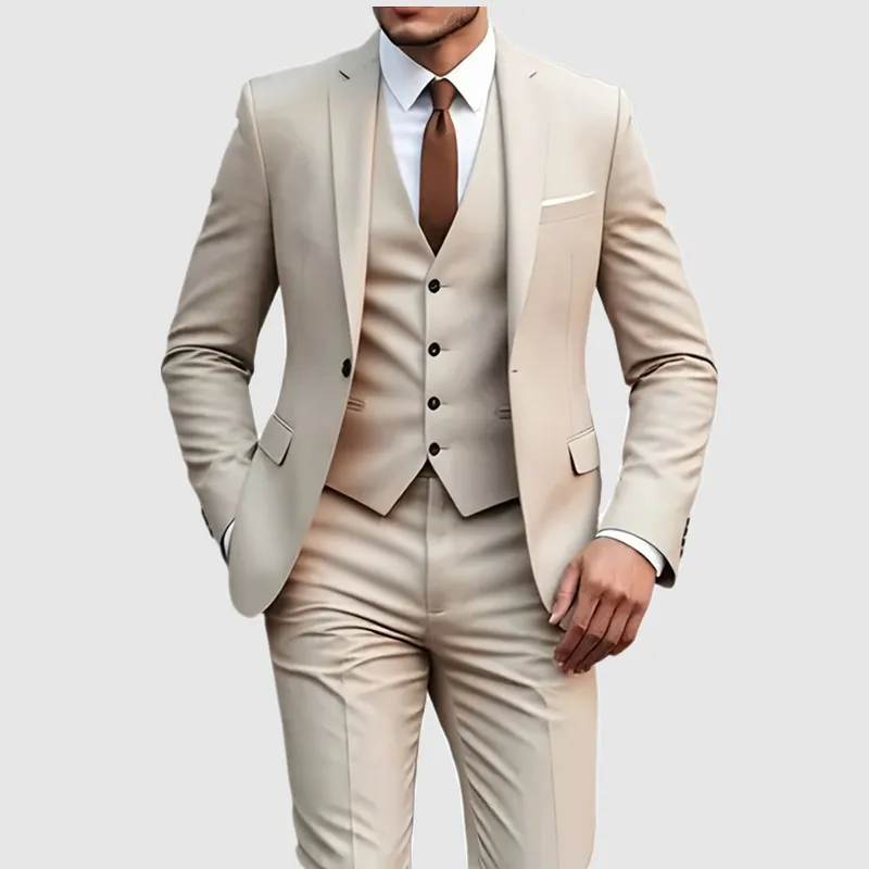 New Beige Suit Men Business Tuxedos Formal 3 Piece Dress Single Breasted Groom Groomsman Prom Wedding Party
New Beige Suit Men Business Tuxedos Formal 3 Piece Dress Single Breasted Groom Groomsman Prom Wedding Party