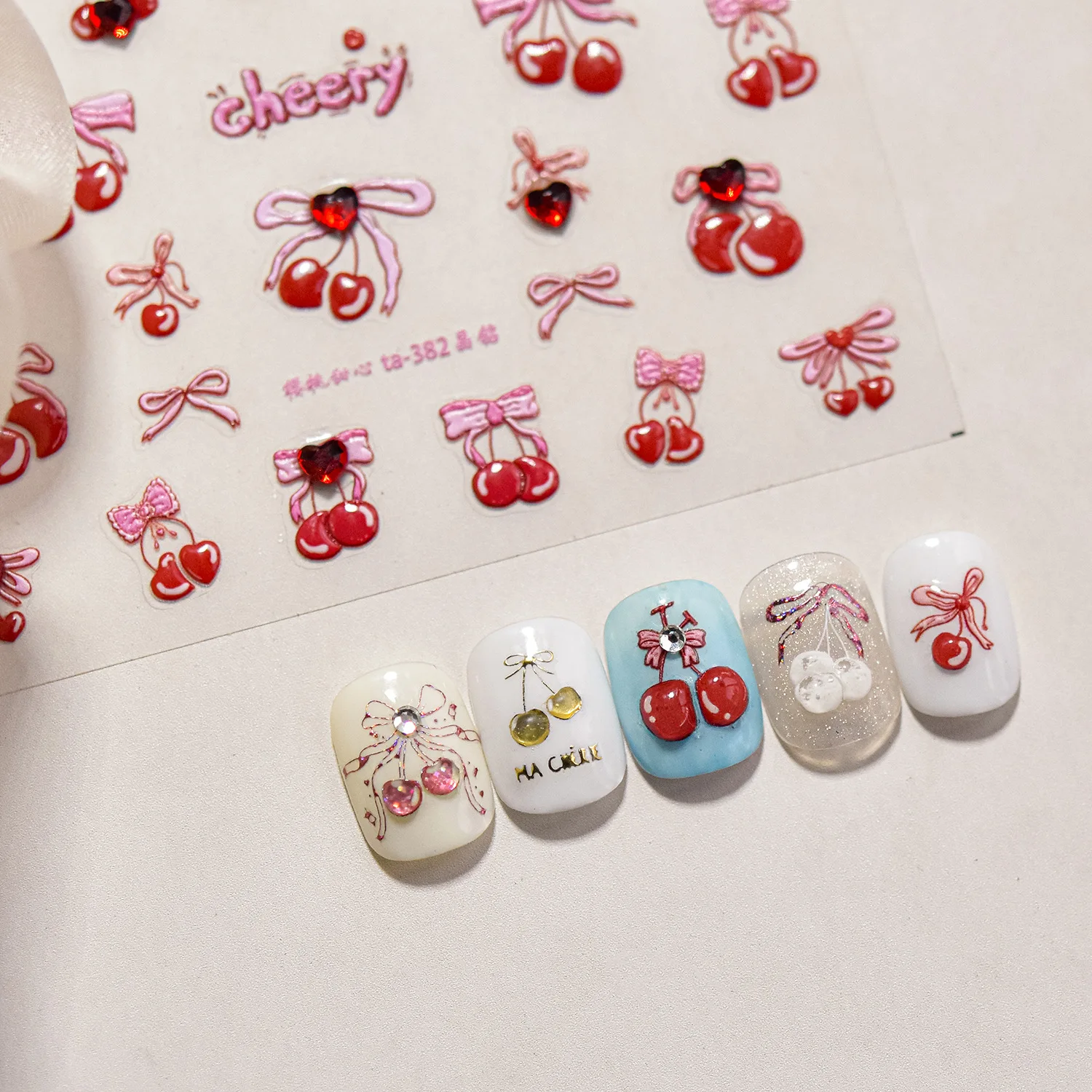 1pcs 5D Luxury Rhinestones Cherry Nail Art Sticker Sweet Bow Fruit Self Adhesive Slider Sticker For DIY Nails Decorations Decals
1pcs 5D Luxury Rhinestones Cherry Nail Art Sticker Sweet Bow Fruit Self Adhesive Slider Sticker For DIY Nails Decorations Decals
