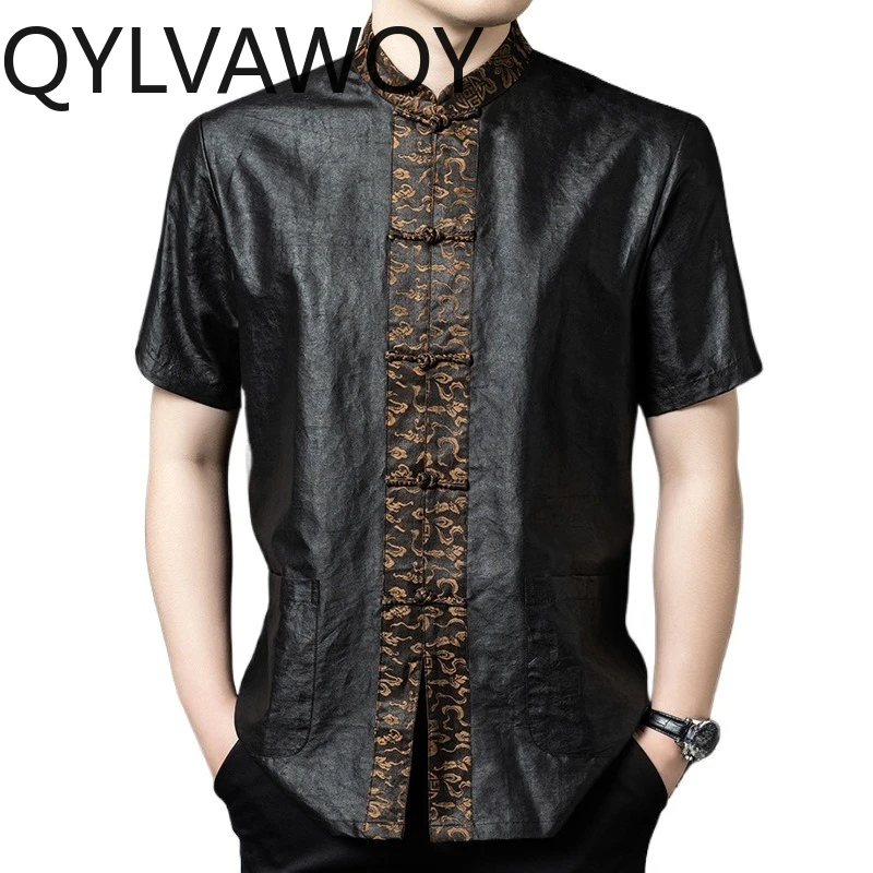 QYLVAWOY 100% Mulberry Silk Men's Shirts Xiangyunsha Shirt Chinese Style Tops Short Sleeve Shirts for Man Summer Vintage Clothes
QYLVAWOY 100% Mulberry Silk Men's Shirts Xiangyunsha Shirt Chinese Style Tops Short Sleeve Shirts for Man Summer Vintage Clothes