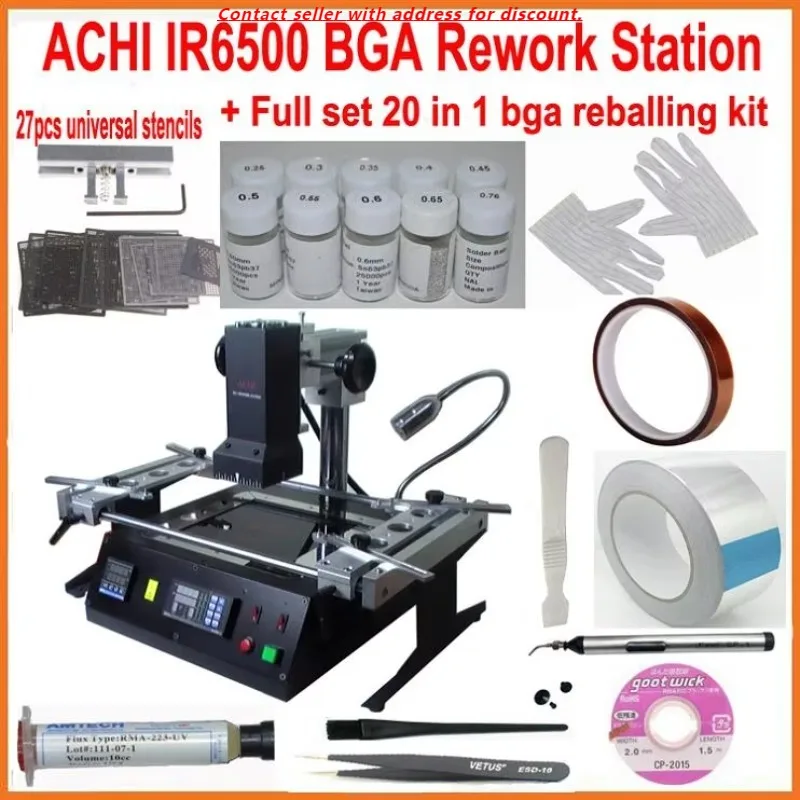 ACHI IR6500 Dark IR BGA Rework Station Motherboard Reballing Soldering Station +27pcs Universal Bga Stencils 20 Free Gift
ACHI IR6500 Dark IR BGA Rework Station Motherboard Reballing Soldering Station +27pcs Universal Bga Stencils 20 Free Gift