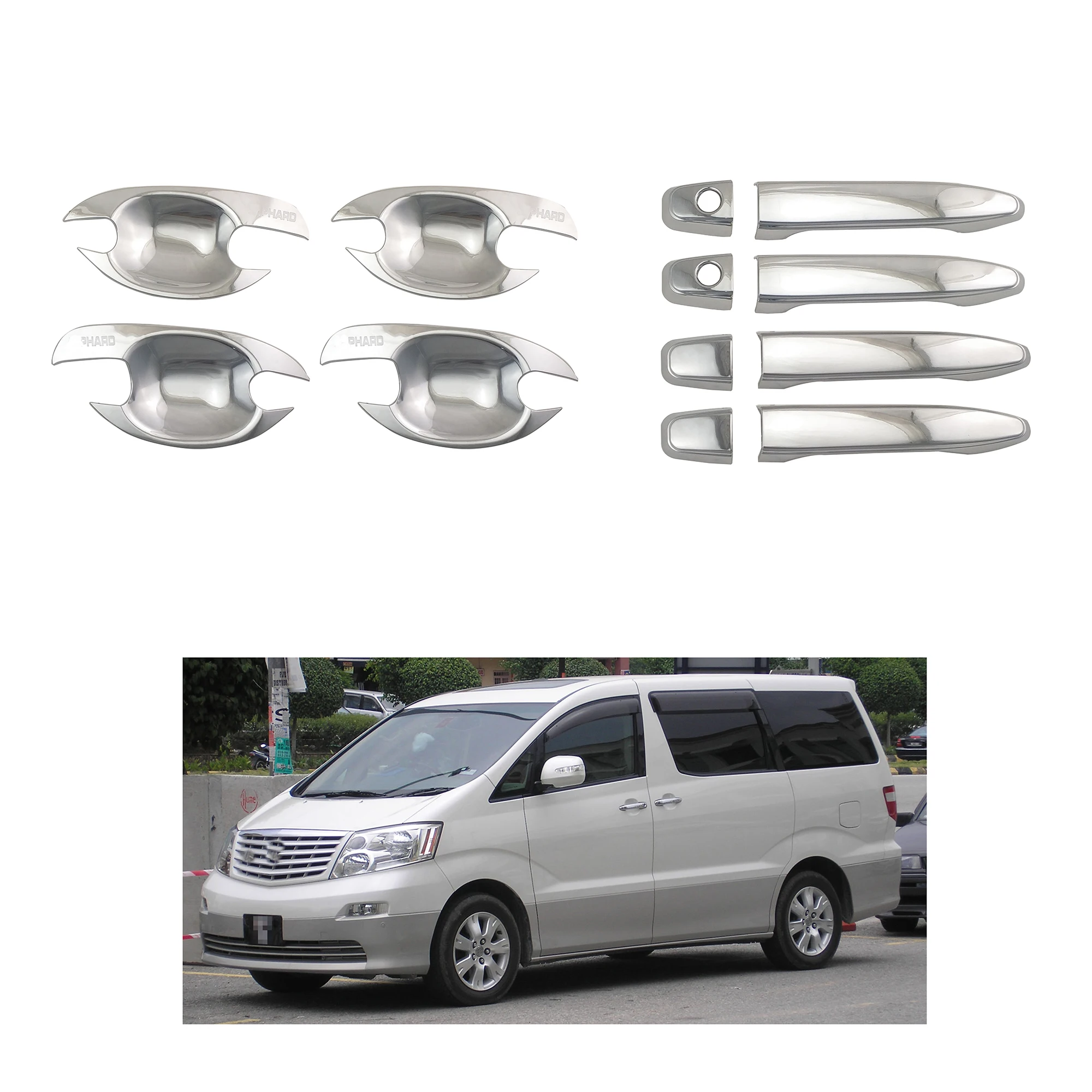 New ABS Chrome Retrofit Car Accessory Door Handle Bowl Covers Trim Paste Style For Toyota Alphard 1998 2000 2003 2004 2005 2006
New ABS Chrome Retrofit Car Accessory Door Handle Bowl Covers Trim Paste Style For Toyota Alphard 1998 2000 2003 2004 2005 2006