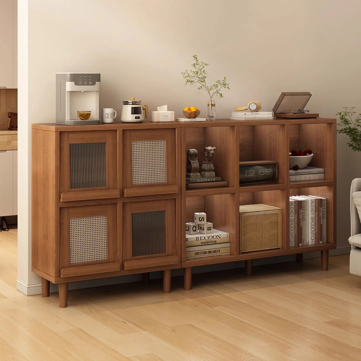 Solid wood dining side cabinet, living room tea , storage , walnut lattice , sofa side, floor-to
Solid wood dining side cabinet, living room tea , storage , walnut lattice , sofa side, floor-to