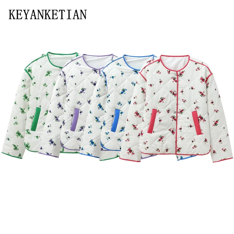 KEYANKETIAN 2025 Winter New Women's Flower Print Cotton-Padded Clothes Pastoral style Single Breasted O-Neck Straight Blazer Top
KEYANKETIAN 2025 Winter New Women's Flower Print Cotton-Padded Clothes Pastoral style Single Breasted O-Neck Straight Blazer Top
