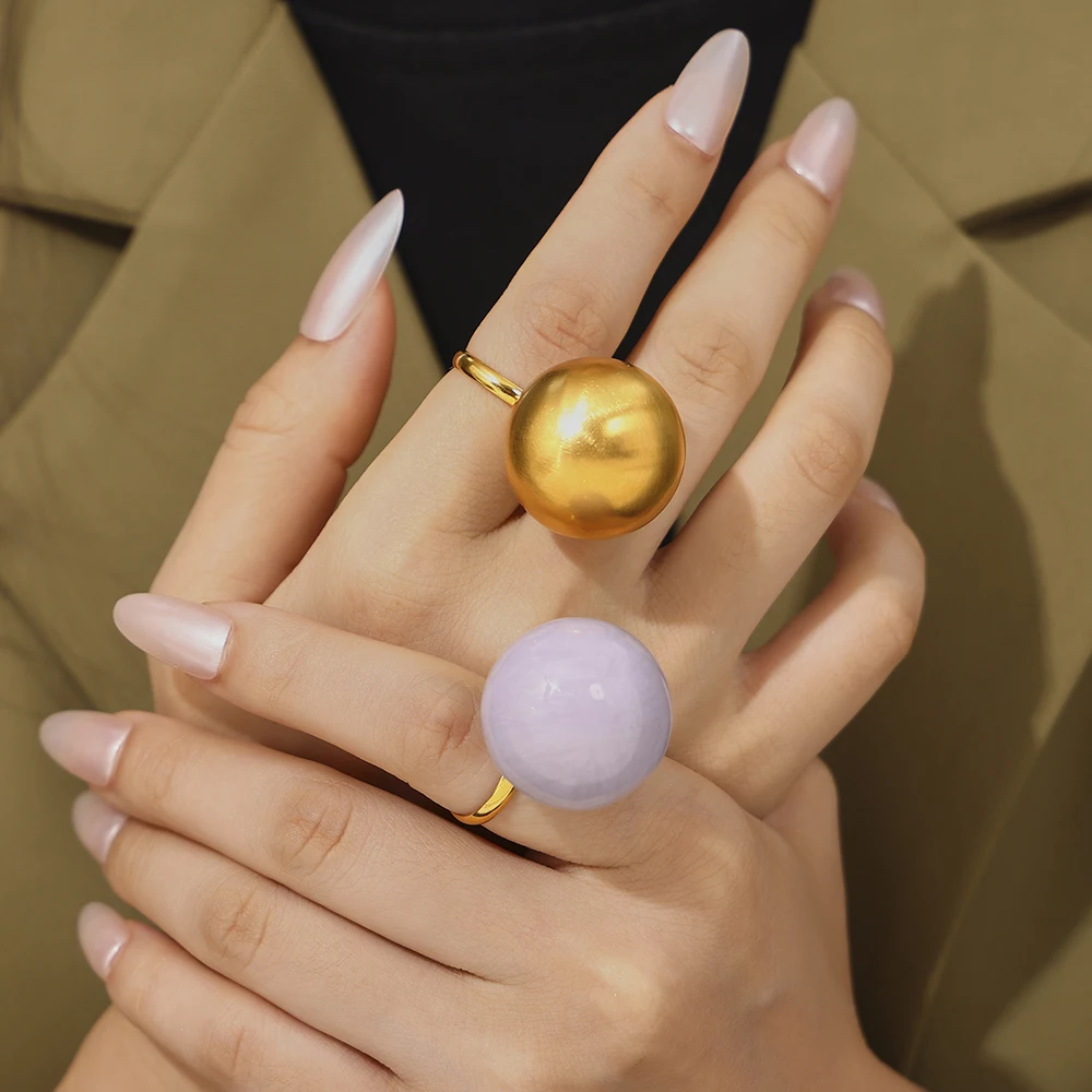 Nivora eye-catching Round Ball Gold Color Stainless Steel Enamel Rings For Women Wedding Bands Charm Finger Waterproof Jewelry
Nivora eye-catching Round Ball Gold Color Stainless Steel Enamel Rings For Women Wedding Bands Charm Finger Waterproof Jewelry